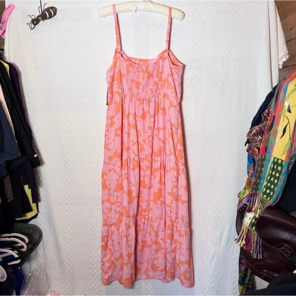 NEW Social Standard by sanctuary Smocked Back Dress Size XXL Melon Floral - Picture 7 of 8